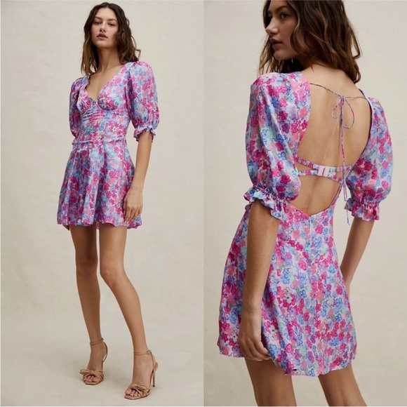 For Love and Lemons Angie Mini Floral Dress Size Small NWT - Picture 6 of 12